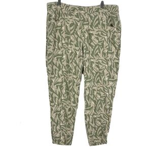 New Old Navy 2023 High Waisted Linen Blend Cropped Taper Pants in Leaf Print XL